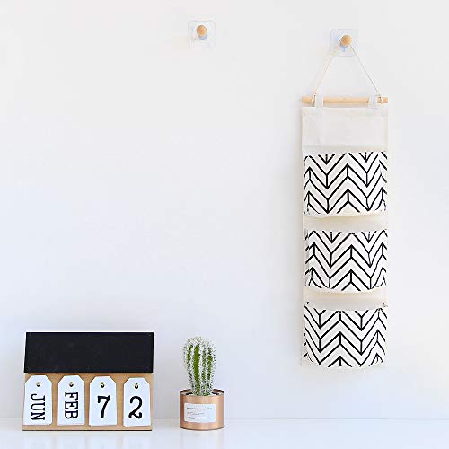 Cotton Linen Hanging Wall with 3 Pockets for Entryway, Bedroom, and Dorm Room Storage – Space-Saving Solution for Keys, Phones, and Daily Essentials