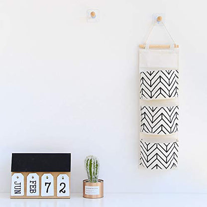 Cotton Linen Hanging Wall with 3 Pockets for Entryway, Bedroom, and Dorm Room Storage – Space-Saving Solution for Keys, Phones, and Daily Essentials