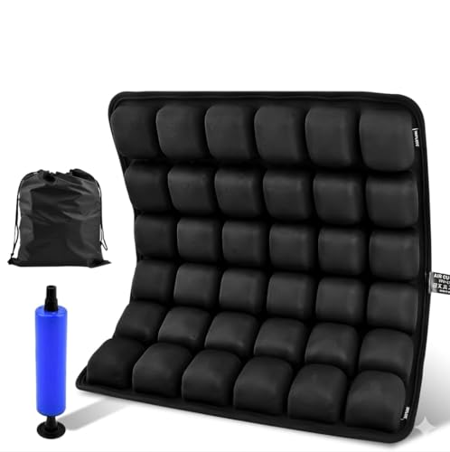 Travel Seat Cushion for Airplane, Inflatable 3D Air Cell Support with Dual Inflation, Ergonomic Travel Cushion Portable Seat Cushions for Office, Wheelchair, Stadium & Long Flights