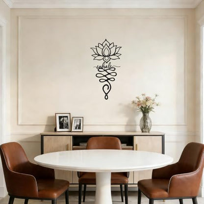 JBCHUCI Lotus Flower Wall Decor - 23.7”x12.6” Black Metal Yoga Meditation Wall Art, Boho Zen Sculpture for Home Living Room, Bedroom, Office, Spiritual Gift & Mindfulness Decor for Yoga Lovers