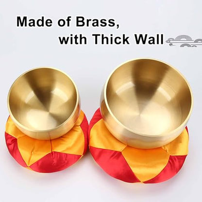 Golden Meditation, Tibetan Singing Bowl Set, with Mallet & Cushion Spiritual Decor, for Meditation & Chakra Healing, Pure Long Tone(3.7in/9.5cm) - size: 3.7in/9.5cm