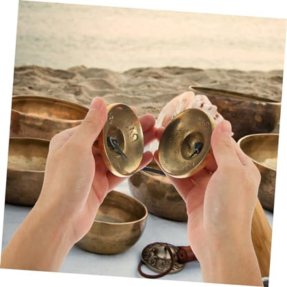 Meditation Bell Copper Cymbals for Yoga and Mindfulness Portable Design for Easy Use for Meditation Sound Therapy and Spiritual Practices