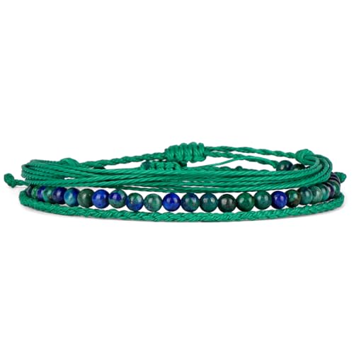 QOGIR Handmade Healing Bracelet,6mm Natural Gem Stone Bracelet rope bracelet - color: Chrysocolla Lapis(Stone of breadth), size: 4mm
