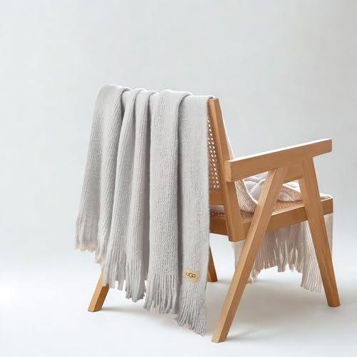UGG Knit Throw Blanket – Soft Lightweight Throw Blanket for Couch, Bed Throws or Luxury Home Decor, Blankets & Throws for Home, Living Room and Bedroom, 50" x 70" (Margot) (Light Gray) - color: Light Gray