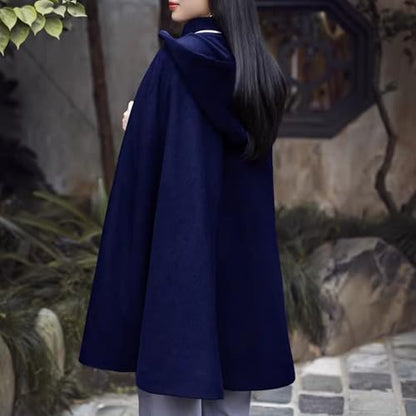 Meditation Cloak with Removable Zipper Hood Prayer Warm Robe Cozy Cape Poncho Women Men Oversize Coat - color: Blue, size: Large
