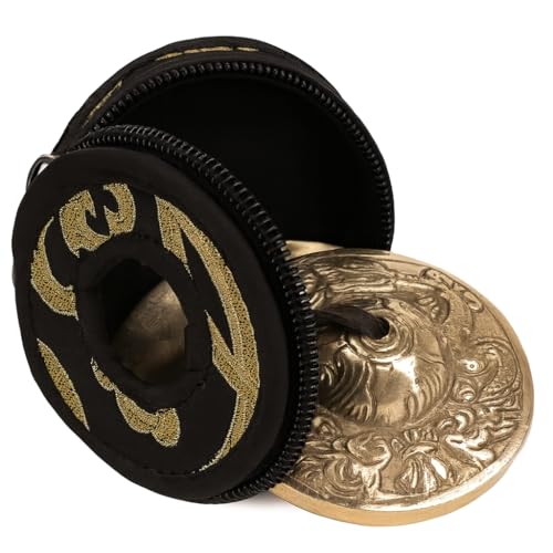 Tibetan Tingsha With Dragon Cymbal Bells with case | Handcrafted in Nepal Sound Healing Meditation bells 6.5 cm for Sound Healing and Mindfulness. Sound Healing Instrument for Yoga and Meditation