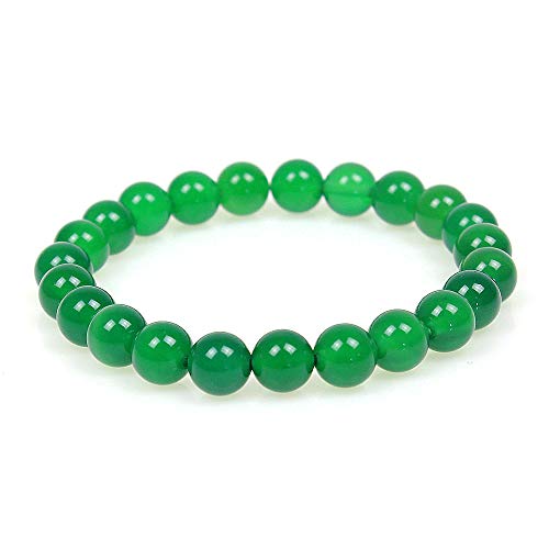 MJDCB Featured Men Women 8mm Beads Bracelet Elastic Natural Stone Yoga Bracelet Bangle 6.7" - color: Green Agate