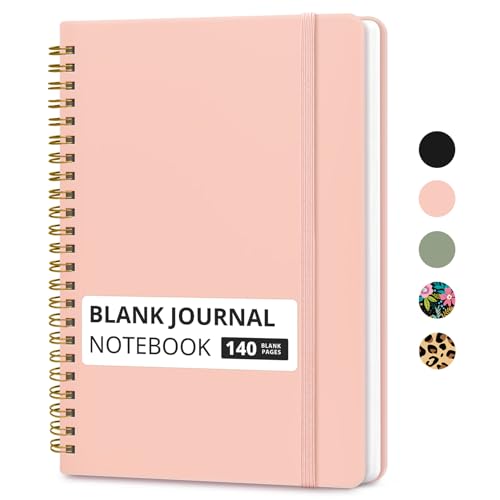 Taja Blank Spiral Journal Notebook for Women & Men, 140 Pages, Sketch Book, Plain Notebook for Drawing & Sketching, Journals for Creative Writing, A5(5.7" x 7.9") – Pink - color: B.Pink, style: d-Blank