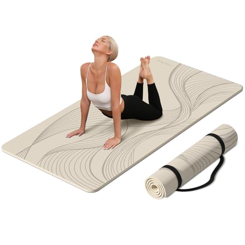 PAIDU Large Yoga Mat-72’x36’x0.4’ Extra Width ＆ Thick,Comfortable,Non-Slip Exercise Mat-Works Great on All Floor for Stretching,Yoga Studio,Gym or Home Workouts - color: Beige