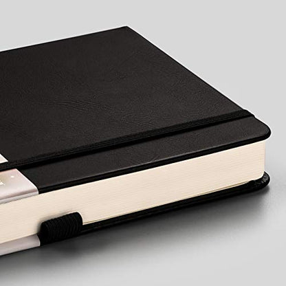 EMSHOI Dotted Notebook - 256 Pages A5 Dotted Grid Journal Notebook,120gsm Thick Paper,16 Perforated Pages, Smooth PU Leather, Inner Pocket,5.75'' × 8.38''-Black - color: Black, size: A5-Dotted
