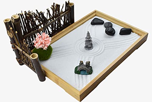 Artcome Japanese Zen Sand Garden for Desk with Rake, Stand, Rocks and Mini Furnishing Articles - Office Table Accessories, Mini Zen Sand Garden Kit - Meditation Gifts - size: Style 2