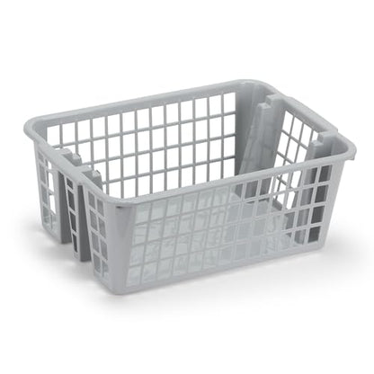Plastic Storage Basket, 13L Bathroom Storage Organizer Bin for Laundry Closet, Pantry or Office with Built In Handles,Gray (2 Pack)
