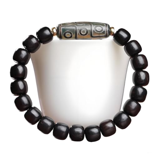 Zen Dear Unisex Natural Ebony Wood Buddhist Prayer Bead Necklace Bracelet Tibetan Prayer Mala Beaded Black - style: 7mmx8mm 19barrel beads