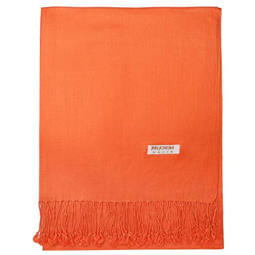 Falari Women's Soft Solid Color Pashmina Shawl Wrap Scarf, for Wedding, Bridesmaid Gifts, Evening Dress - color: Orange