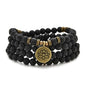 108 Healing Mala Beads Bracelet or Necklace with Gold Lotus Charm - style: Lava