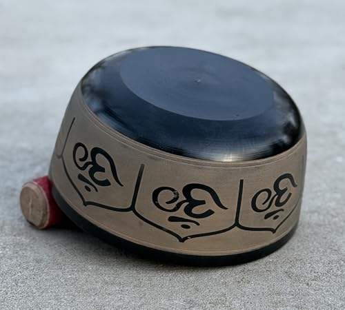 DharmaObjects Yoga Meditation 6 Inches OM Mantra Singing Bowl/Pad/Mallet Gift Set (Black) - color: Black, size: OM Mantra