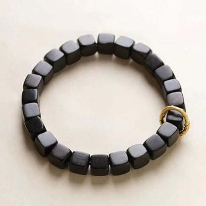 Handmade Wooden Beaded Bracelet – 7mm Natural Beads, Adjustable Stretch Cord, Comfortable Wear for Women & Men