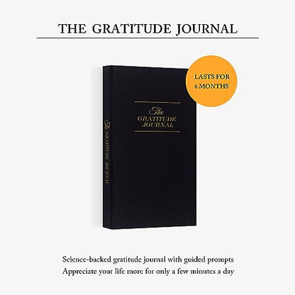 The Gratitude Journal - for More Mindfulness, Happiness, Positive Vibes, Affirmations, Productivity, and Self Reflection -Undated Daily Journal - color: Black