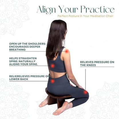 Portable Meditation Bench, Yoga Auxiliary Stool with Storage Bag, Removable Wooden Kneeling Stool, Multifunctional Ergonomic Seat, Posture Adjustment, for Yoga, Prayer, Meditation