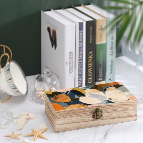 Warm Earth Tone Wooden Box Wooden Storage Box Wooden Boxes for Storage Wooden Box with Hinged Lid Wooden Jewelry Box Wooden Jewelry Box for Women Small Wooden Box