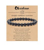 BOMAIL Natural Stone Bracelet for Women Men - 8MM Semi-Precious Gemstone Beaded Bracelet Healing Crystal Stretch Bracelet Yoga Bracelets Jewelry - color: Obsidian
