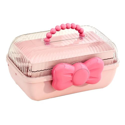 Zerodis Girls Receiving Storage Box with Movable Partition Design 3 Layer Desktop Desk Organizer for Hair Accessories, Toys, Screws, Nuts Plastic 10.8 X 5.7 X 5.9in ()