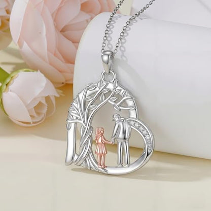 YFN Daughter Gifts from Dad 925 Sterling Silver Daughters Heart Necklace Birthday Christmas - color: Father Daughter Necklace05