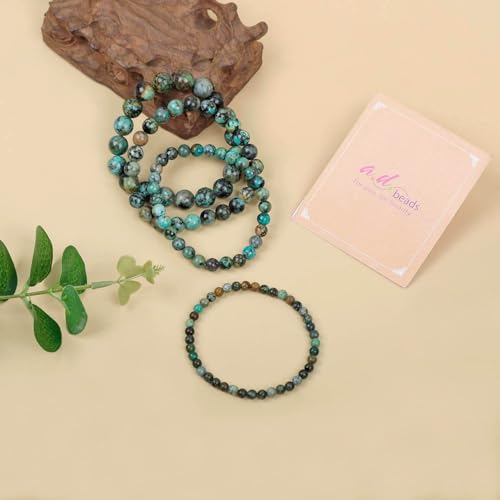 AD Beads Handmade Gemstone Stretch Elastic Bracelet Crystal Healing Reiki Nature's Beauty and Spiritual Essence Unisex - color: African Turquoise (Spiritual Growth), size: 10mm