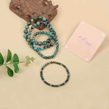 AD Beads Handmade Gemstone Stretch Elastic Bracelet Crystal Healing Reiki Nature's Beauty and Spiritual Essence Unisex - color: African Turquoise (Spiritual Growth), size: 10mm