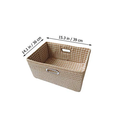 Cabilock 1pc Folding Storage Box with Handle for Room Organization Beige Storage Basket for Home Bedroom Laundry and Living Spaces