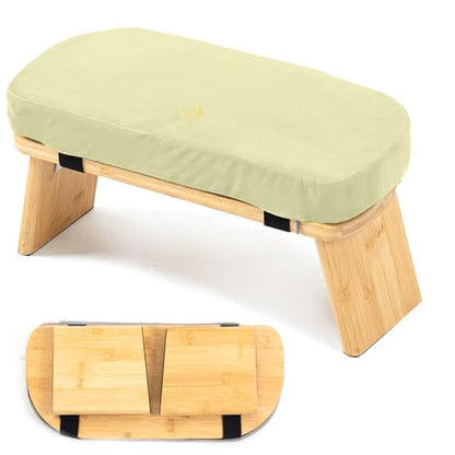 Meditation Bench, Bamboo Meditation Stool, Folding Kneeling Meditation Bench, Seiza Prayer Bench (Beige) - color: Beige
