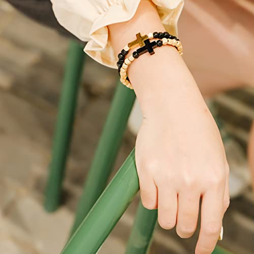 Natural Wood Beads Bracelet for Men Women Wooden Bracelet for Prayer Meditation Healing - color: B2: 2Pcs