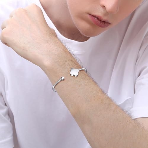 Clover Bracelet Bangle for Women, Lucky Bracelet Friendship Bracelet Gold Clover Bracelets Open Bangle Jewelry Cuff Stainless Steel Bracelet Birthday Christmas Gifts for Women - color: Silver
