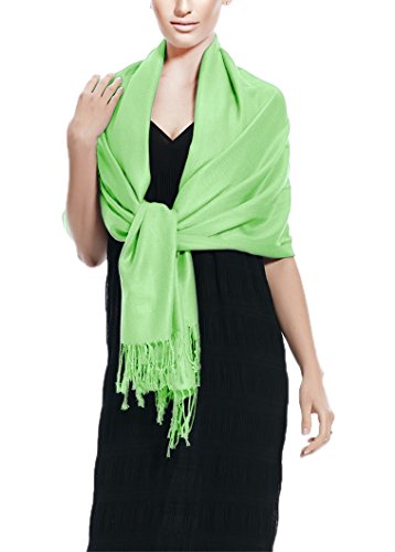 Peach Couture Women’s Pashmina Shawl Wrap – Warm Long Large Scarf for Evening Dress, Bridesmaid, Wedding & Bridal Wear - color: Baby Green