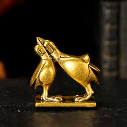CHOVY Kiss of Balance Brass Sculpture - 100% Solid Brass Twin Birds Yin Yang Statue, Parallel Beaks Harmony Art for Couples, Meditation & Zen Decor, Unique Gift for Soulmates & Spiritual Seekers