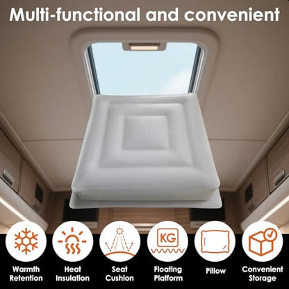 Inflatable Seat Cushion 14", Ultralight Camping Sit Pad, Portable Air Cushion for Stadium, Hiking, Hunting, RV Insulation Pad, Office Chair, Pressure Relief, Waterproof Compact Travel Pillow - White - color: White