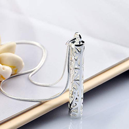 Dankadi Women's 925 Silver Necklace-Bohemian Sterling Silver Patterned Cylindrical Pendant Necklace-100% Original Silver Snake Chain 45-60CM Fine Jewelry - style: Snake chain 20 inch
