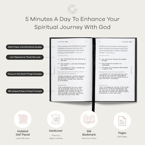 Gratitude Gifted Christian Prayer Journal - Black with 5-Minute Guided Gratitude Journal - Brown for Men & Women