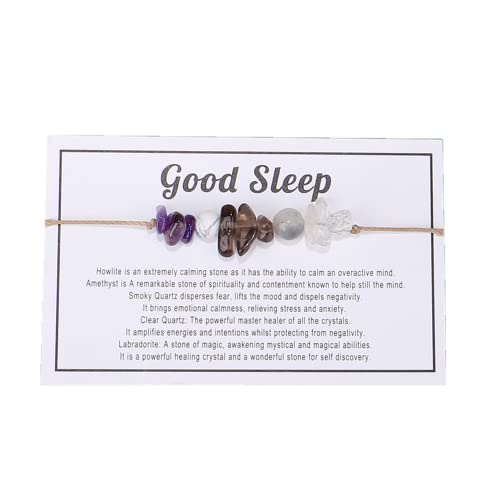 tenghong2021 Chakra Crystal Beaded Bracelet with Wish Card Adjustable Spiritual Anxiety Stone Beads Braide String Bracelet Yoga Meditation for Women Men Jewelry Birthday Gifts - style: Good Sleep