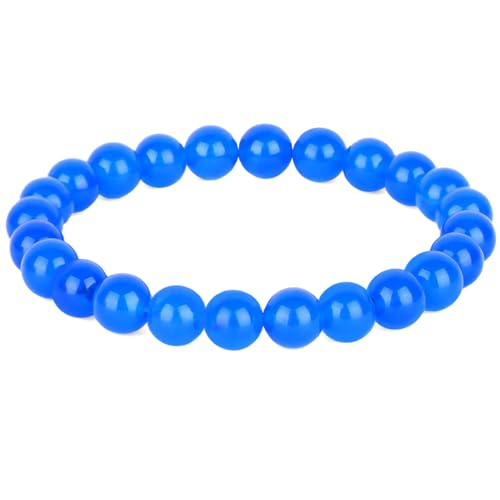 QOGIR Handmade Healing Bracelet,6mm Natural Gem Stone Bracelet rope bracelet - color: Blue Jade(Transformation and Protection), size: 8mm