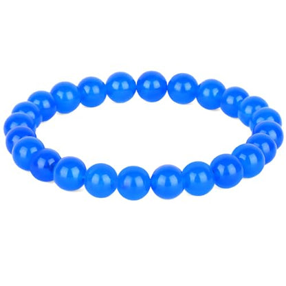 QOGIR Handmade Healing Bracelet,6mm Natural Gem Stone Bracelet rope bracelet - color: Blue Jade(Transformation and Protection), size: 8mm