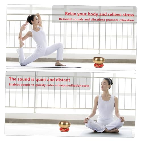 Tibetan Chanting Bowl Handcrafted Meditation Sound Bowl with Mallet and Cushion for Yoga Stress Relief Relaxation Healing Therapy Random Color