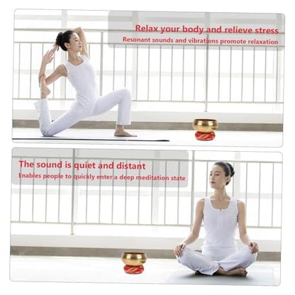 Tibetan Chanting Bowl Handcrafted Meditation Sound Bowl with Mallet and Cushion for Yoga Stress Relief Relaxation Healing Therapy Random Color