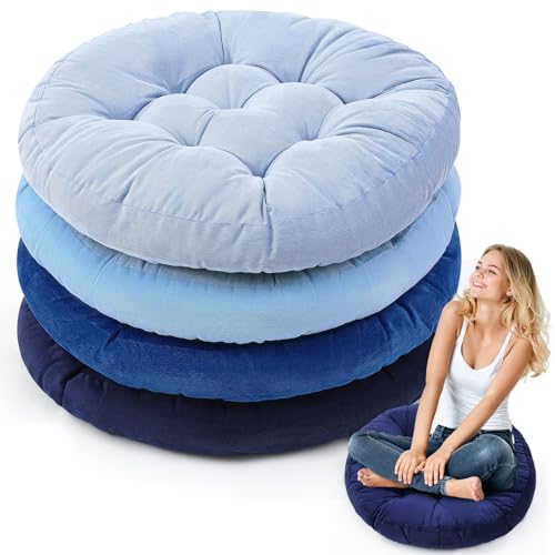 Jerify Floor Pillow Cushions Large Round Square Large Meditation Floor Pillow for Classroom Adult Meditation Picnic Party Seating Learning Daycare School(Round,Dirty Blue,4 Pcs) - color: Dirty Blue, size: Round