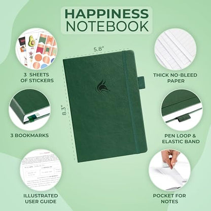 Clever Fox Happiness Notebook – Daily Positivity Journal for Women with Prompts & Positive Quotes – Affirmation & Self Esteem Gifts (Forest Green) - color: Forest Green