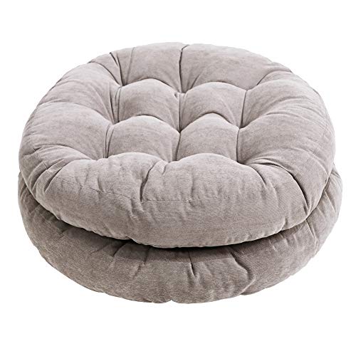Tiita Outdoor Cushions Square Floor Pillow Thicken Tufted Seat Pad Large Floor Cushion for Yoga Meditation Living Room - color: Round|grey, size: 2 Count (Pack of 1)