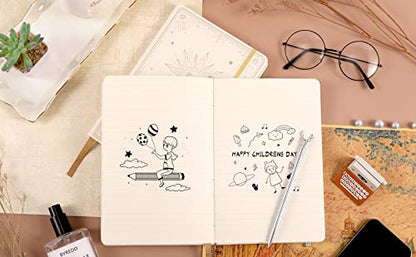 Ruled Notebook/Journal – Premium Thick Paper Faux Leather Classic Writing Notebook with Pocket + Page Dividers Gifts, Banded, Large, 144 Pages, Hard Cover, Lined (5.8 x 8.4) - White Sun Goddess - color: white