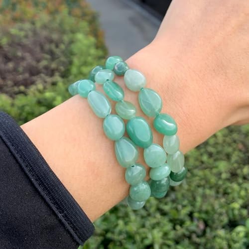 Adabele 1pc Natural Stretch Gemstone Bracelet 7mm-10mm Free Form Bead 7 Inch 7.5 Inch Healing Crystal Engergy Quartz Chakra Jewelry Women Birthday Gift - color: Green Aventurine, size: 7 Inch (bead size 7-10mm)