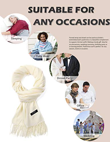 Pashmina Shawl Women Winter Scarf Warm Wedding Wraps Ladies Scarves for Evening Dresses - color: Ivory