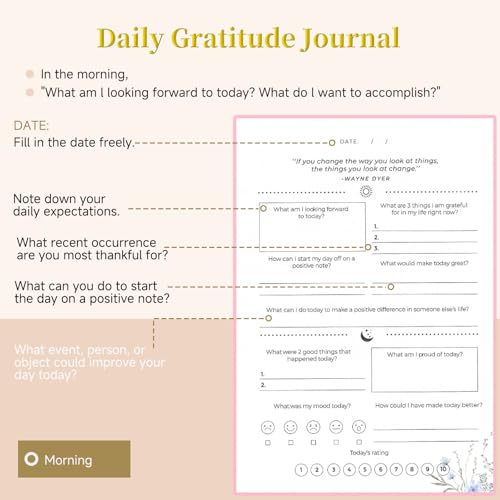 Self-Care Journal for More Happiness, Optimism, Affirmation & Reflection, Gratitude Journal with Guided Prompts, Inspirational Quotes, Mood Tracker, Undated Daily Journals for Women & Men (Green) - color: Green